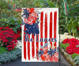 Personalized Patriotic Floral Garden Flag: 12x18 Summer Family Decor