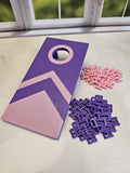 Desk Cornhole Game Toy Desktop Tabletop Decor | Office or Teacher Gift | Purple with Pink
