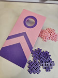 Desk Cornhole Game Toy Desktop Tabletop Decor | Office or Teacher Gift | Pink with Purple