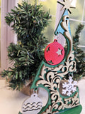 Wood Christmas Tree Decor Tabletop Desk Decoration | Christmas Tree with Ornaments