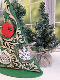 Wood Christmas Tree Decor Tabletop Desk Decoration | Christmas Tree with Ornaments