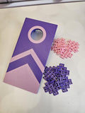 Desk Cornhole Game Toy Desktop Tabletop Decor | Office or Teacher Gift | Purple with Pink