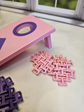 Desk Cornhole Game Toy Desktop Tabletop Decor | Office or Teacher Gift | Pink with Purple