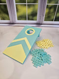 Desk Cornhole Game Toy Desktop Tabletop Decor | Office or Teacher Gift | Teal and Yellow