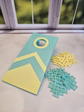Desk Cornhole Game Toy Desktop Tabletop Decor | Office or Teacher Gift | Teal and Yellow