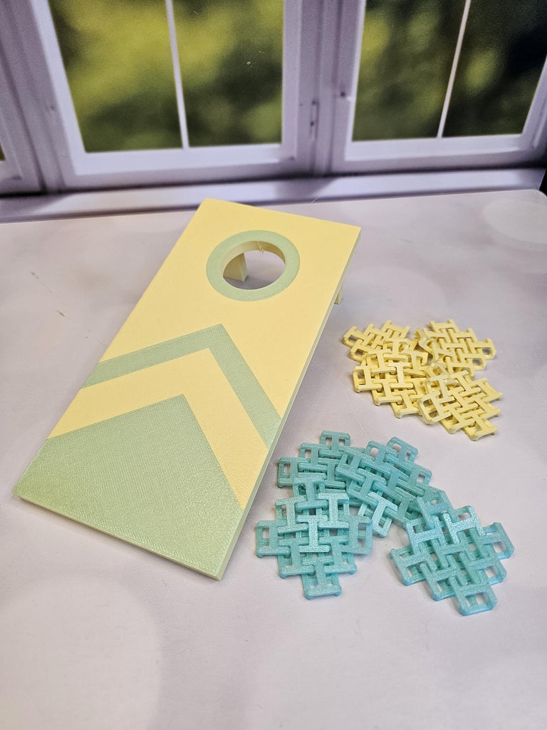 Desk Cornhole Game Toy Desktop Tabletop Decor | Office or Teacher Gift | Yellow and Green