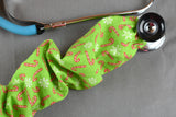 Stethoscope Cover- Holiday Candy Canes (Green Background)