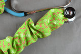 Stethoscope Cover- Holiday Candy Canes (Green Background)