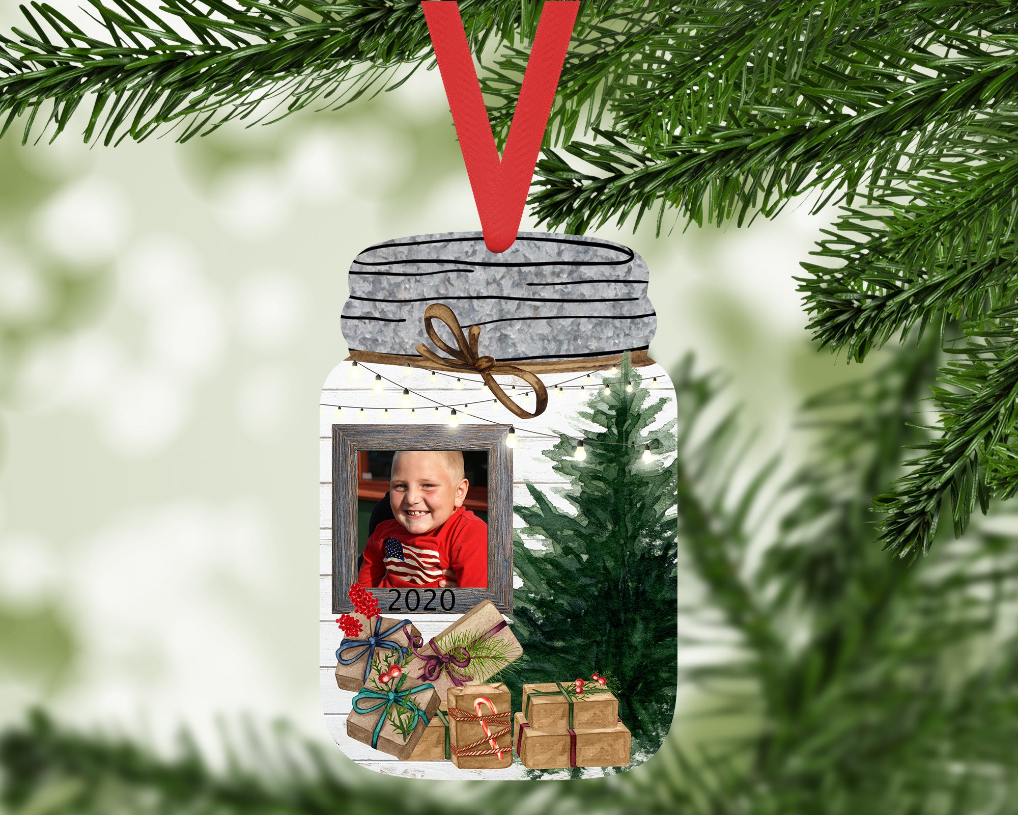 Christmas Ornament - Personalized Mason Jar Presents