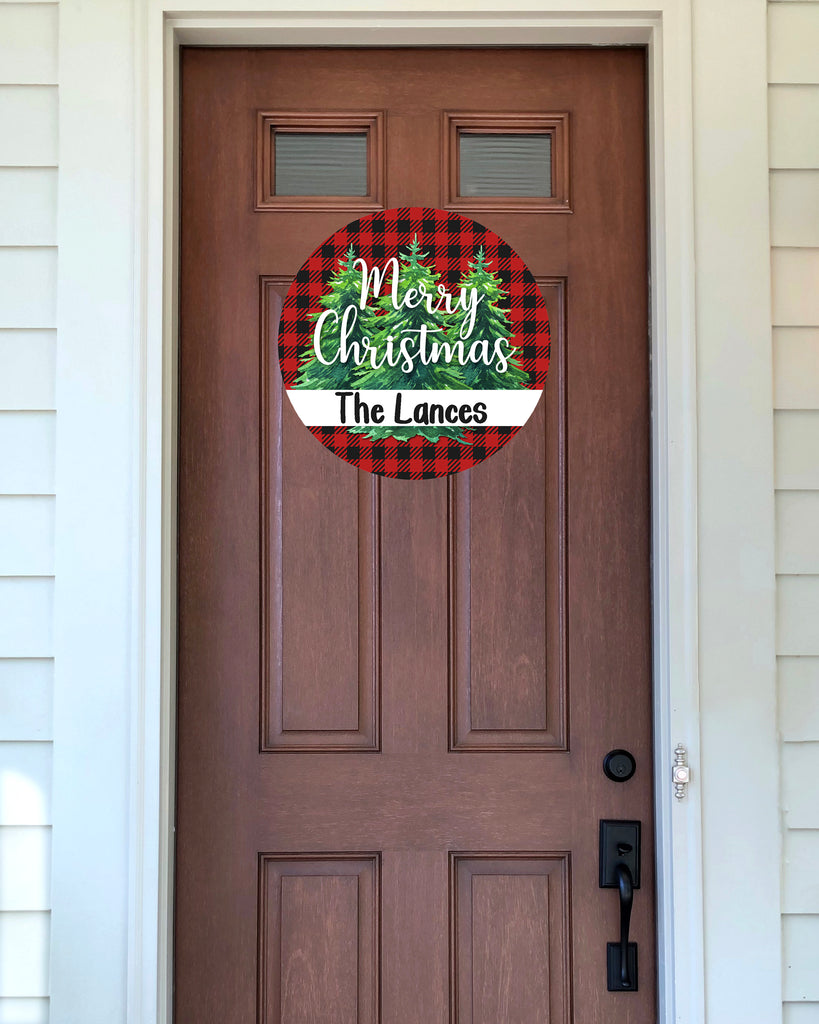 Door Hanger - Personalized Merry Christmas Trees