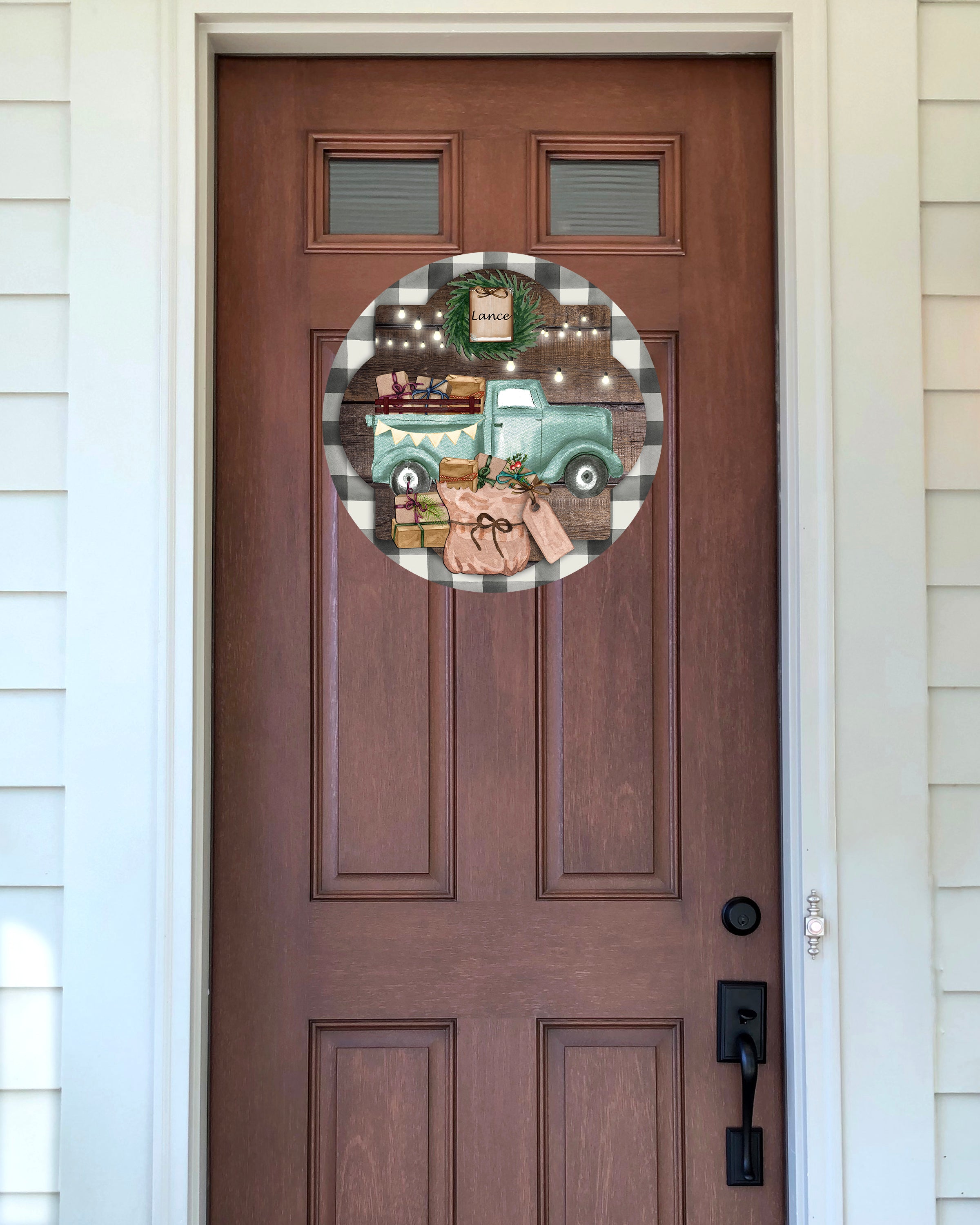 Door Hanger - Personalized Christmas Truck Presents