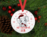 Christmas Ornament - Baby's 1st Christmas Elephant