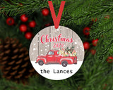 Christmas Ornament - Personalized Vintage Truck Family Ornament
