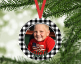 Christmas Ornament - Personalized Buffalo Check Round
