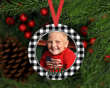 Christmas Ornament - Personalized Buffalo Check Round