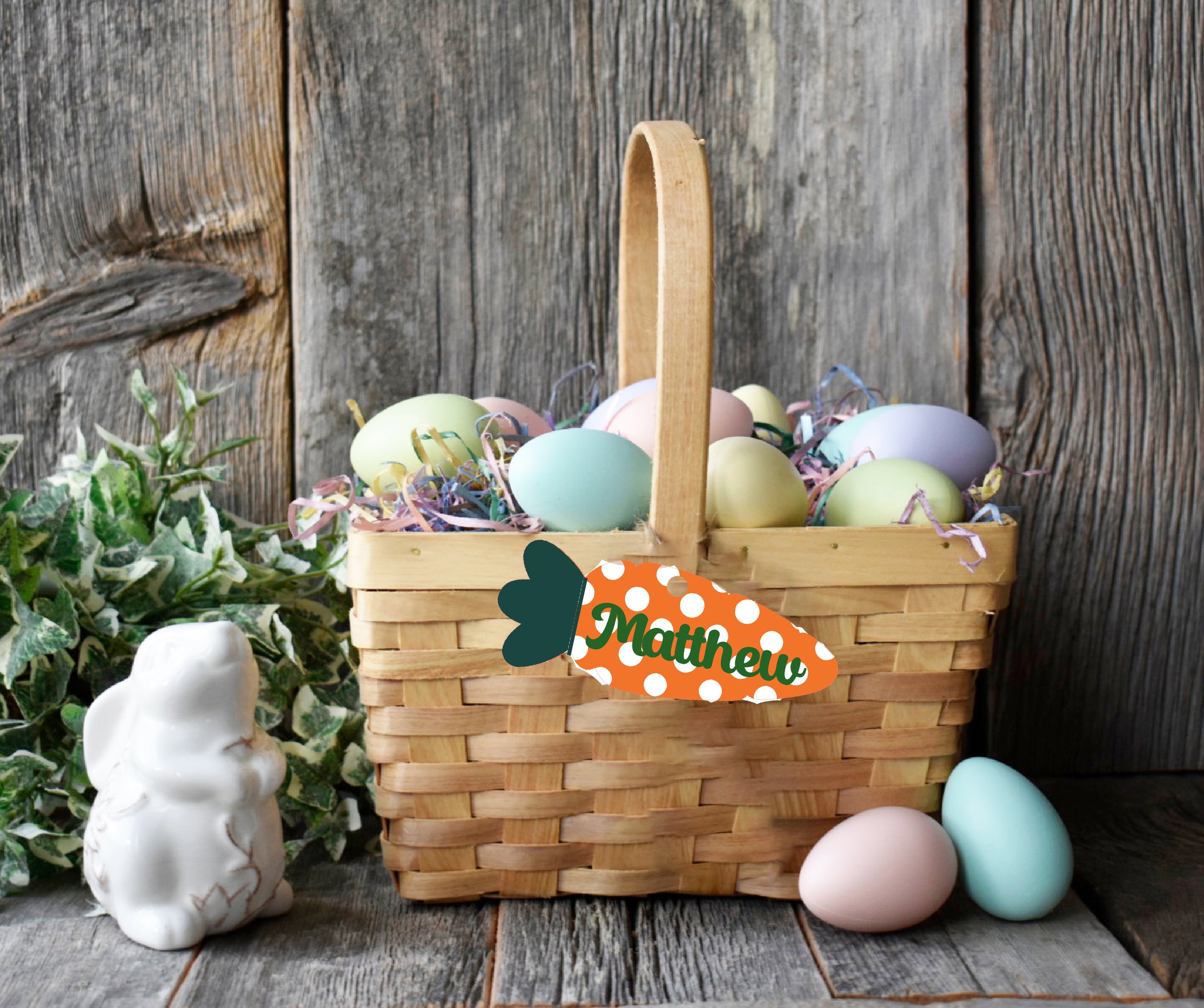 Easter Basket Tag - Personalized Polka Dot Carrot