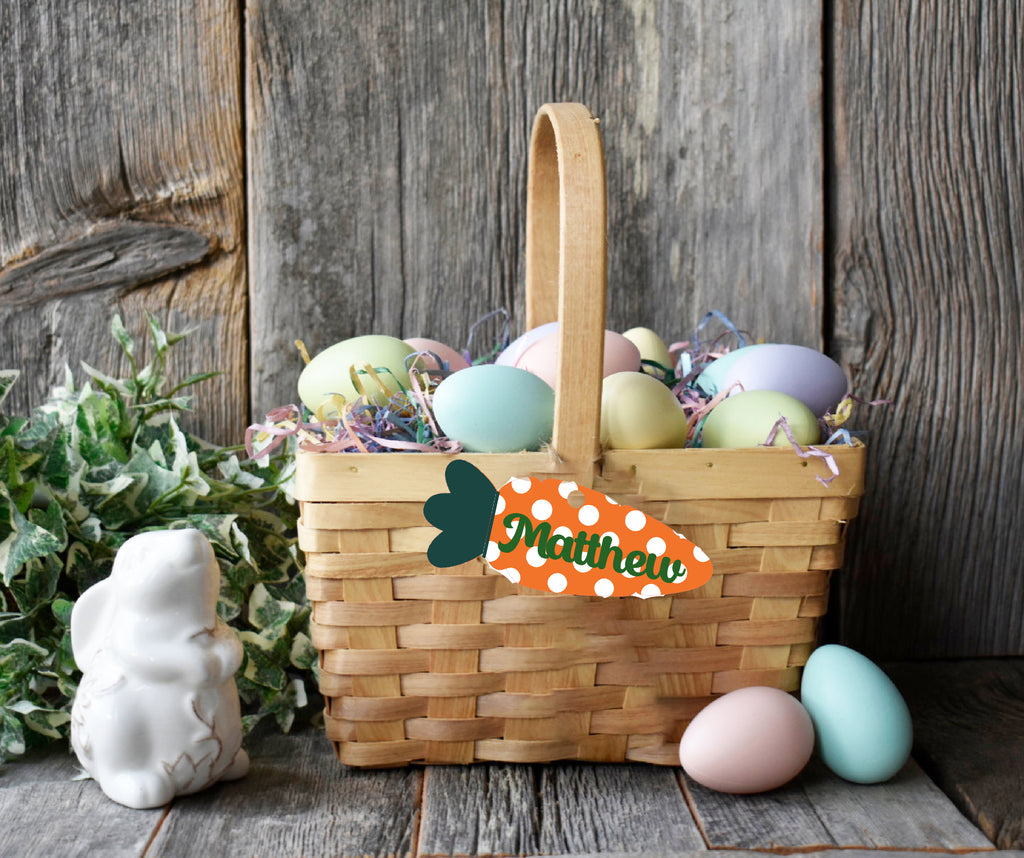 Easter Basket Tag - Personalized Polka Dot Carrot