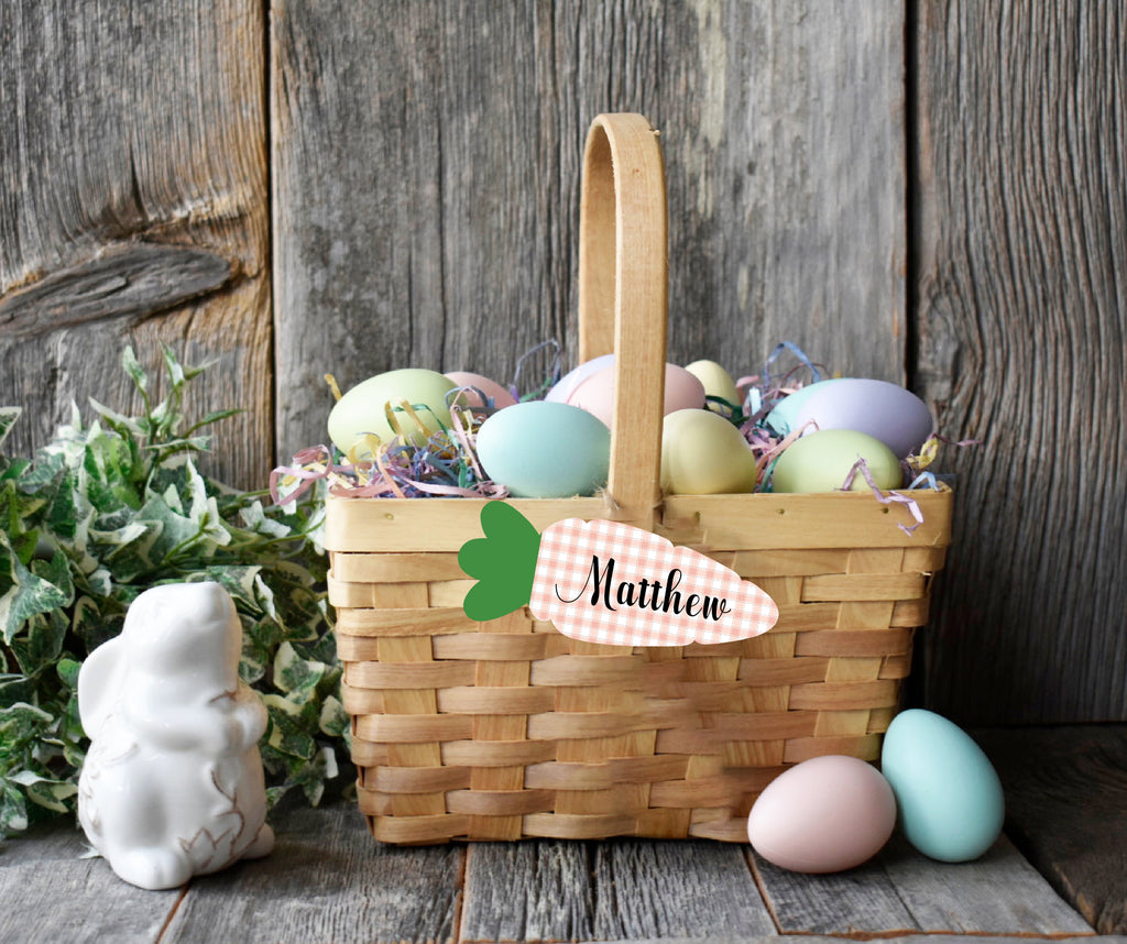 Easter Basket Tag - Personalized Gingham Carrot