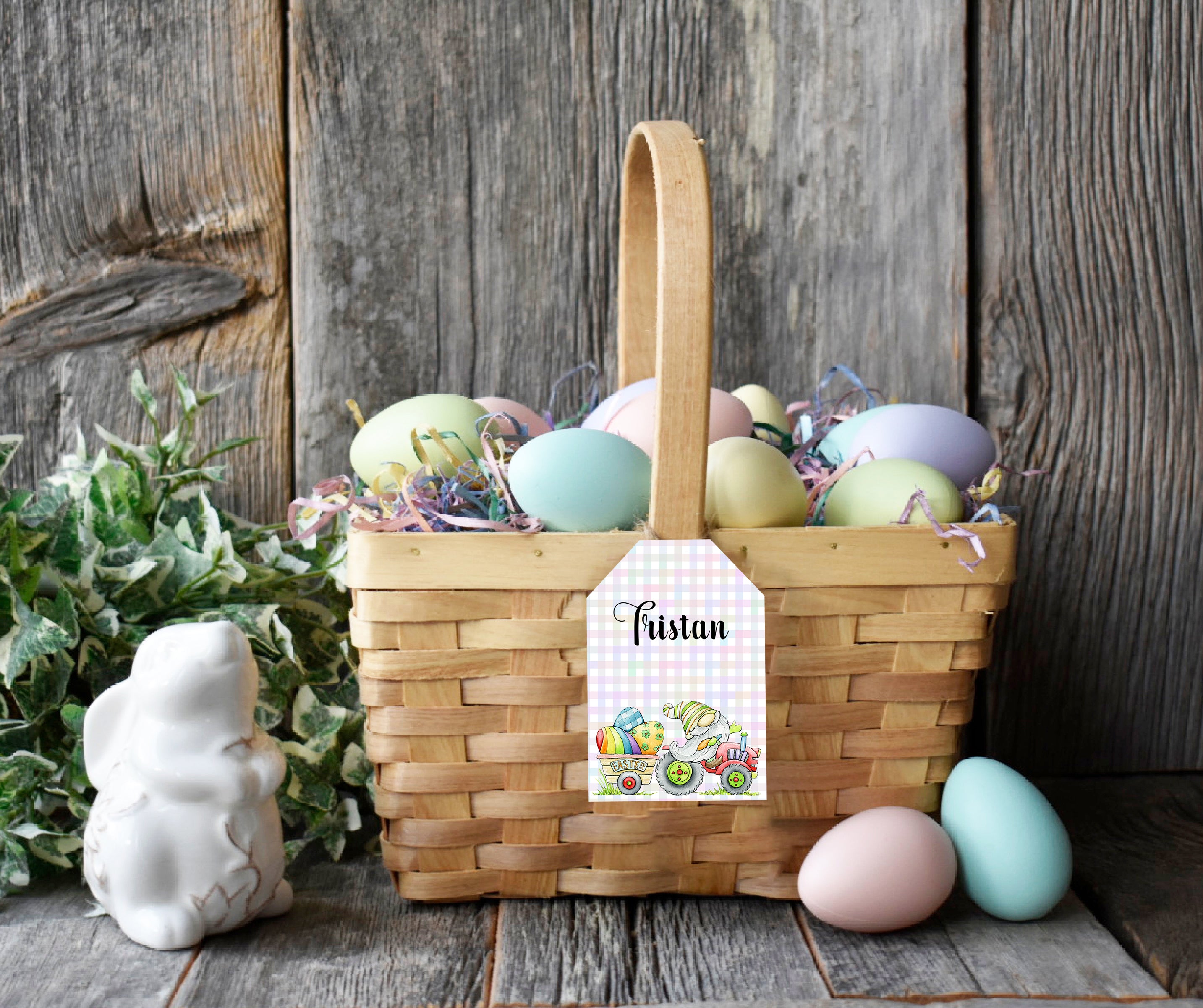 Easter Basket Tag - Personalized Easter Gnome Gift Tag