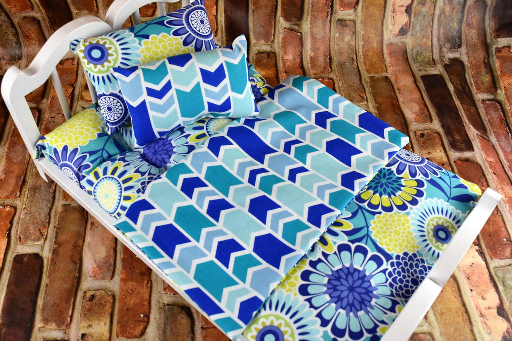 18 in Doll Bedding Set - Blue Mattress and Blanket - Perfect Gift for Girls and Pet Beds