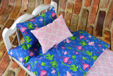 18 inch Doll Bedding - Flamingo Themed  Mattress Included  Perfect Gift for Girls and Pet Owners
