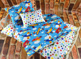 18 in Doll Bedding Set Mattress Sheets and Pillow  Airplane Pattern  Gifts for Girls  Pet Dog Bed  Fits 18" 20" Dolls