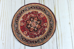 Round Dollhouse Rug - Miniature Oriental Chic  Modern Doll Accessories