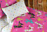 18 in Doll Bedding Set - Pink Llama Print - Mattress and Bedding for Baby Dolls - Gift for Kids