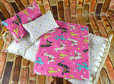 18 in Doll Bedding Set - Pink Llama Print - Mattress and Bedding for Baby Dolls - Gift for Kids