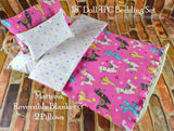 18 in Doll Bedding Set - Pink Llama Print - Mattress and Bedding for Baby Dolls - Gift for Kids