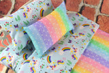 Unicorn Doll Bedding Set for 18-20 Inch Dolls  Rainbow  Baby Doll Mattress  Adorable and Colorful Design