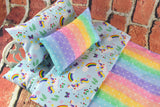 Unicorn Doll Bedding Set for 18-20 Inch Dolls  Rainbow  Baby Doll Mattress  Adorable and Colorful Design
