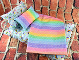 Unicorn Doll Bedding Set for 18-20 Inch Dolls  Rainbow  Baby Doll Mattress  Adorable and Colorful Design