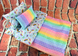 Unicorn Doll Bedding Set for 18-20 Inch Dolls  Rainbow  Baby Doll Mattress  Adorable and Colorful Design