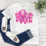 Breast Cancer Awareness Raglan T-Shirt  Plus Size  Pink Ribbon Gift for Her  Mom Tee