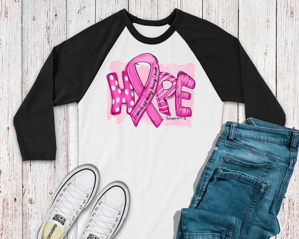 Breast Cancer Awareness Raglan T-Shirt  Plus Size  Pink Ribbon Gift for Her  Mom Tee