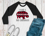 Christmas Hippo Shirt for Women  Plus Size Holiday Tee  Festive Ladies Gift