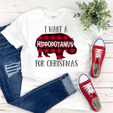Christmas Hippo Shirt for Women  Plus Size Holiday Tee  Festive Ladies Gift