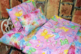 18 in Doll Bedding Set with Mattress - Butterfly Design for Baby Dolls