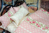 12 Inch Doll Bedding Set - Fashion Dollhouse Bedding with Blanket Mattress and Pillows
