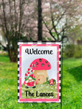 Custom Welcome Garden Flag - Personalized Gnome Design - 12 x 18 Family Name - Summer Decor