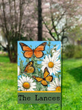 Custom Personalized Garden Flag - Butterfly Welcome Design - 12x18 - Family Name - Summer Dcor