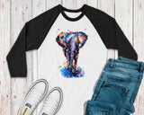 Watercolor Elephant Plus Size Raglan Shirt  Trendy Ladies Top