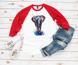 Watercolor Elephant Plus Size Raglan Shirt  Trendy Ladies Top