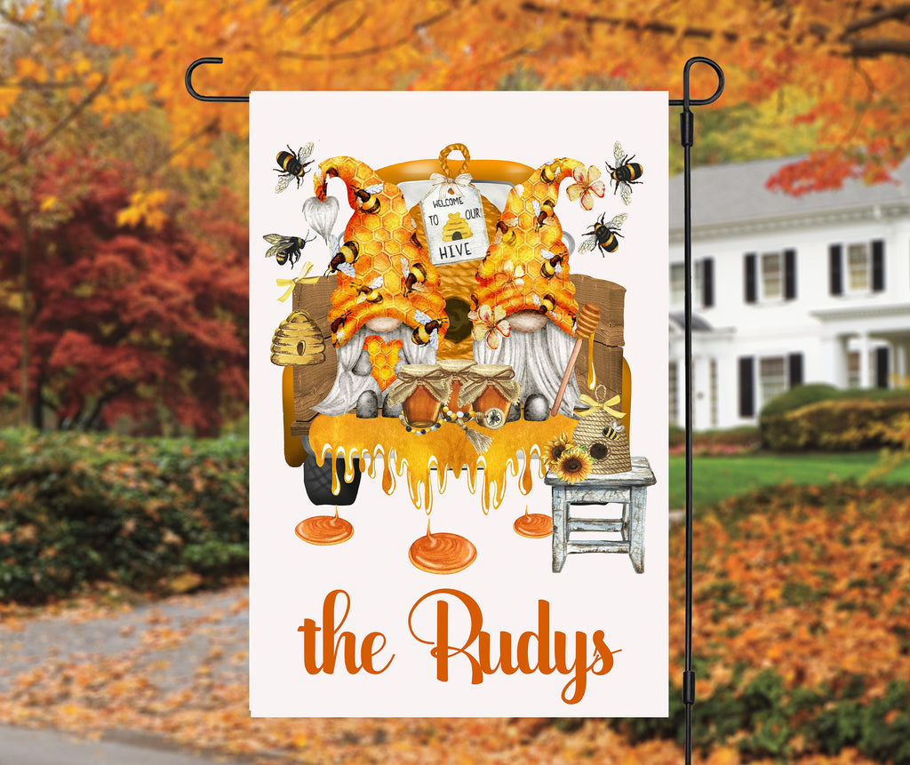Personalized Welcome Fall Garden Flag  12x18  Family Name  Vintage Truck Design