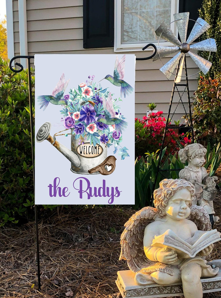 Custom Floral Garden Flag - Personalized with Family Name - 12x18 Size