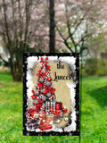 Personalized Christmas Tree Garden Flag - Custom 12x18 Holiday Decor with Family Name