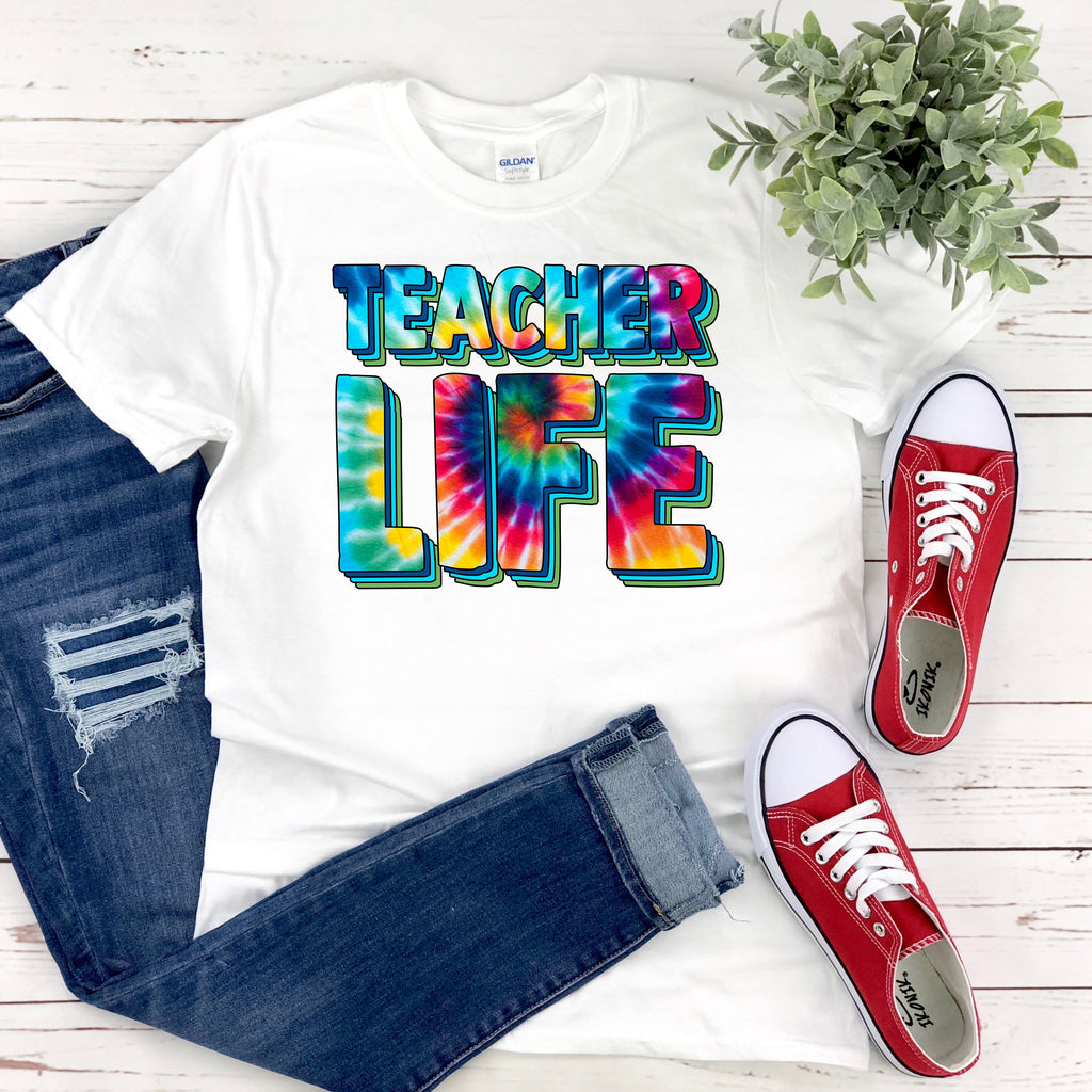 Teacher Life Tie Dye Plus Size Shirt  Teacher Appreciation Gift for Ladies  Teacher Shirt