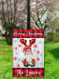 Personalized Christmas Gnome Garden Flag - 12x18 - Custom Family Name - Holiday Decor