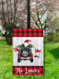 Christmas Gnome Garden Flag - Personalized Holiday Flag with Family Name - 12x18 Custom Flag